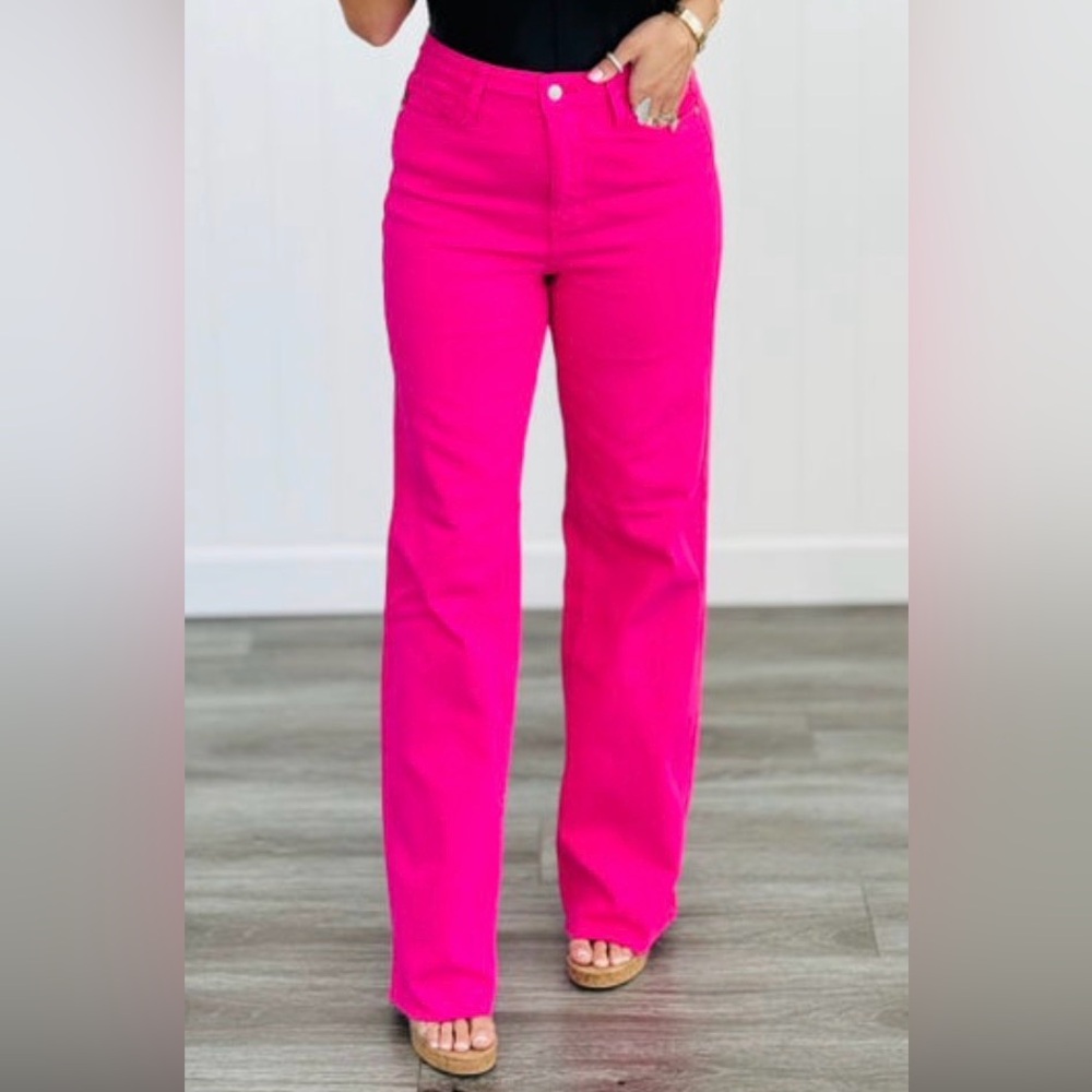 NWT - Judy Blue - Hot Pink High Waist Straight Women's Jeans - Size 13/31
